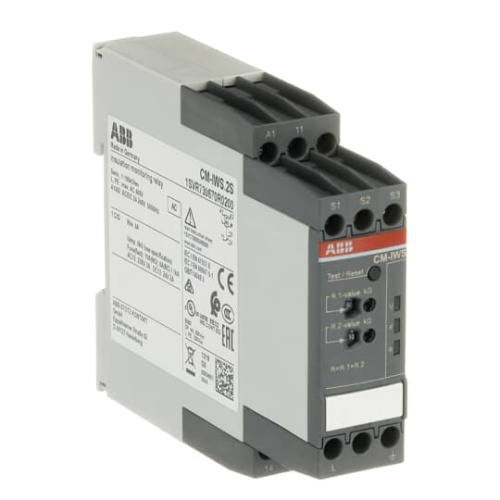 Реле контроля изоляции ABB CM-IWS.2S, 24...240VAC/DC 0...400VAC 1...100kOm 10µF сброс тест память 1CO (3A-AC15) LED 22.5mm