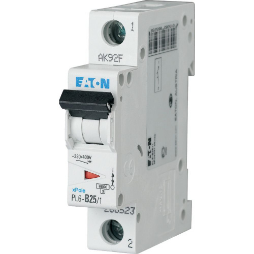 Авт. выключатель EATON PL6-D25/1, 1P, 25A, хар-ка D, 6kA, 1M