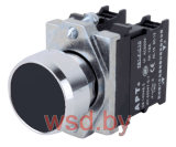 Кнопка плоская PB1S, черная, с фиксацией, без подсветки, 1NO, 6A 230VAC/24VDC, 22mm, IP65