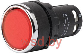Кнопка MB, красная, без фиксации, плоская, 1NC, 3A 230V AC15, 22mm, IP50