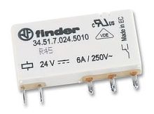 Ультратонкое электромагнитное реле Finder 345170245010, 1CO, 6A(250VAC/30VDC), 24VDC