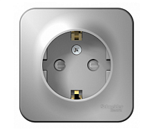 BLANCA Открытой Установки РОЗЕТКА с заземлением со шторками, 16А, 250В, АЛЮМИНИЙ (Schneider Electric) Systeme Electric