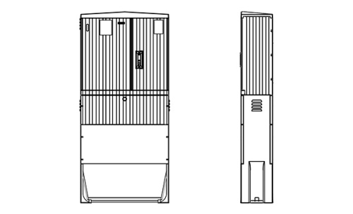 Щит напольный Etien 850x900x325мм (ВxШxГ) из композитного (SMC) материала на цоколе 1100мм без монт. панели, IP54