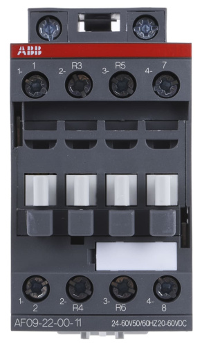 Контактор ABB AF09-22-00-11 24...60VAC/DC, 2NO+2NC 25A, без всп.контактов