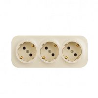 Legrand Quteo - Розетка 3x2P+E немецкий стандарт со шторками, с предварительным подключением (Слоновая кость) Открытая установка
