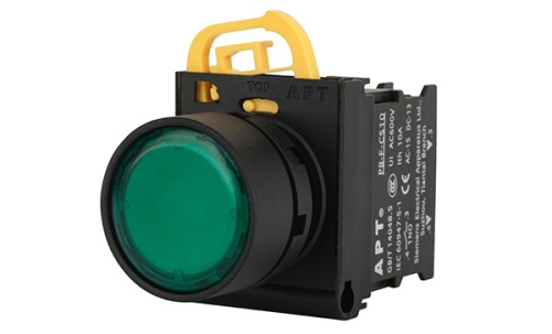 Кнопка плоская APT PB3E, зеленая, с фиксацией, с подсветкой без LED, 1NO, 6A 230VAC/24VDC, 22mm, IP65