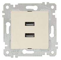 Розетка Mutlusan Rita 2xUSB Type A, слоновая кость