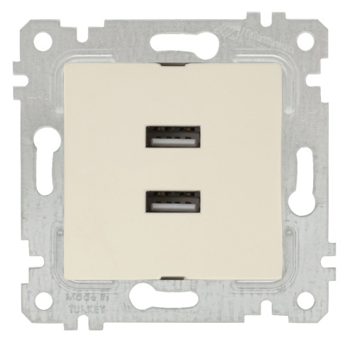 Розетка Mutlusan Rita 2xUSB Type A, слоновая кость