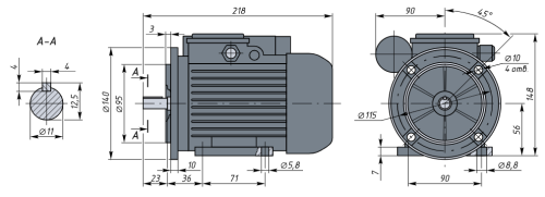 АИРЕ56B4 0,18кВт 1500об/мин Электродвигатель IM 2081 (комбинированный) фото 2