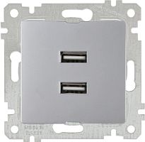 Розетка Mutlusan Rita 2xUSB Type A, нерж. сталь Розетка Mutlusan Rita 2xUSB Type A, нерж. сталь