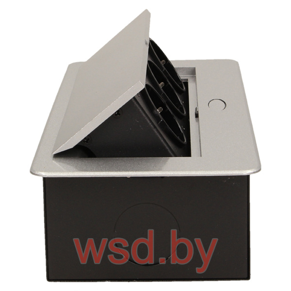 Блок розеточный встраиваемый 3x2P+E со шторками, без кабеля, 3600Вт, металл, алюминий ORNO. Фото N3