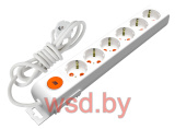 Ri-tech - Удлинитель 6x2P+E, немецкий стандарт, со шторками, выключатель, кабель 3x1,5мм², 3м, белый