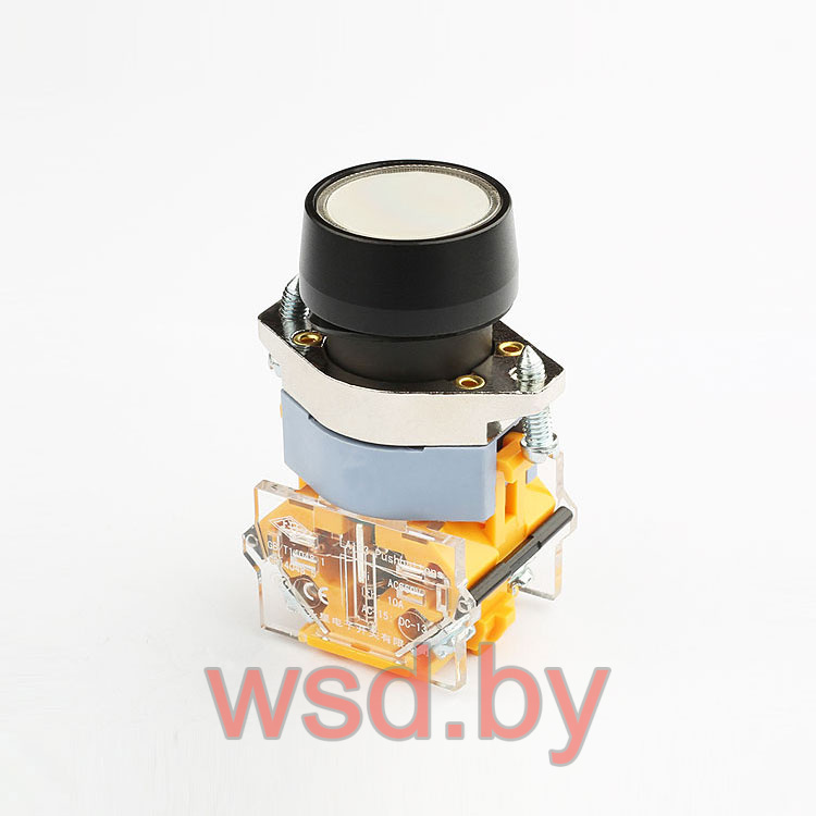 Кнопка плоская PB3E, белая, без фиксации, с подсветкой без LED, 1NO, 6A 230VAC/24VDC, 22mm, IP65