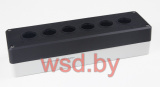Корпус для поста кнопочного, пластик, серый/черный, 6 мест, 68x230x52mm, IP65