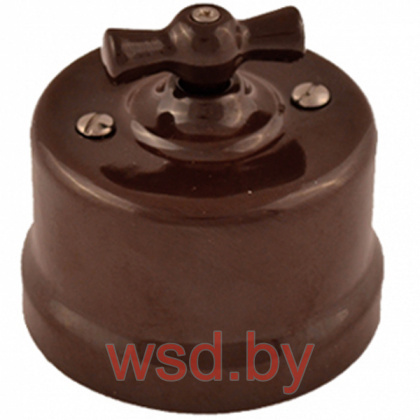 Выключатель 1-клавишный проходной ПЛАСТИК ø65x48 mm коричневый B1-201-22