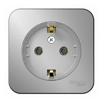 BLANCA Открытой Установки РОЗЕТКА с заземлением без шторок, (КОМПАКТ) 16А, 250В, АЛЮМИНИЙ (Schneider Electric) Systeme Electric