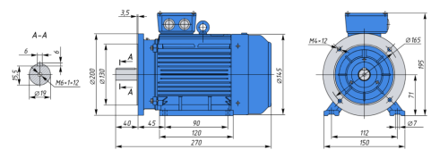 АИР71В8  0,25кВт 750об/мин Электродвигатель IM2081 (комбинированный) фото 2