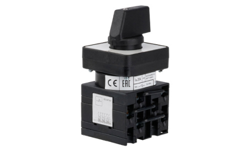 Переключатель Kripal UKT0-3-15513/E, 3P, 20A, тип 0-1←START (45°), на дверь, фронт IP65 фото 2