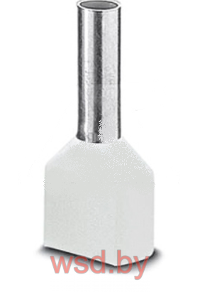 Кабельный наконечник AI-TWIN 2X 0,5 - 8 WH изолированный, двойной, сечение 0,5mm2, длина 8mm, белый (упак. 100шт.). Фото N2