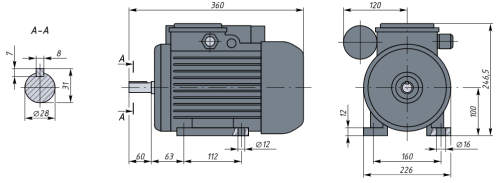 АИРЕ100S4 2.2кВт 1500об/мин Электродвигатель IM 1081 (лапы) фото 2