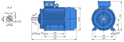 АИР80А2 IE1 1,5кВт 3000об/мин Электродвигатель IM 1081 (лапы) фото 2