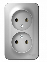 BLANCA Открытой Установки РОЗЕТКА двойная без заземления без шторок, 16А, 250В, АЛЮМИНИЙ (Schneider Electric) Systeme Electric