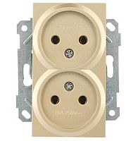 Розетка Mutlusan Rita двойная 2x2P, (в комплекте с рамкой), золото доре