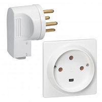 Розетка силовая Legrand 32A, 3P+E, 100х100мм, защитные шторки, слоновая кость (акция)