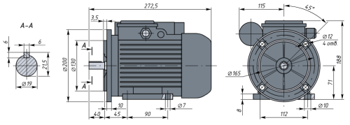 АИРЕ71B2  0,75кВт 3000об/мин Электродвигатель IM 2081 (комбинированный) фото 2