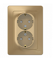 BLANCA Скрытой Установки Розетка двойная с заземлением со шторками, 16А, 250В, ТИТАН (Schneider Electric) Systeme Electric