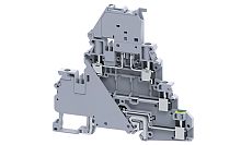 Клемма двухъярусная с держателем предохранителя Connectwell CYDLGF4 /6x94,5mm, винтовая, 5 присоед., F/L/PE, 4(max 6)mm2, 10/32A, 500V, серая