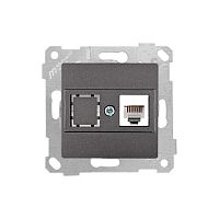 Розетка Mutlusan Rita телефонная 1хRJ-12, дымчатый Розетка Mutlusan Rita телефонная 1хRJ-12, дымчатый