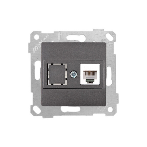 Розетка Mutlusan Rita телефонная 1хRJ-12, дымчатый