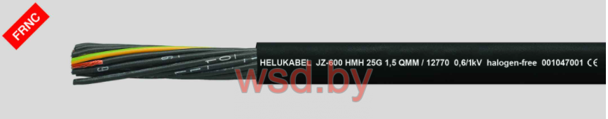 Кабель OZ-600 HMH гибкий кабель управления, безгалогеновый, трудновоспламеняемый, маслостойкий1), 0,6/1 кВ, с разметкой метража 2x0.75