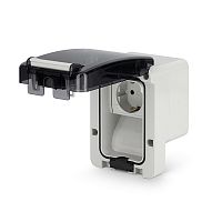 Розетка накладная Scame SCHUKO 2P+E 16A/250V, со шторками, с поворотным механизмом, M95(95x95mm), IP66, серия PROTECTA