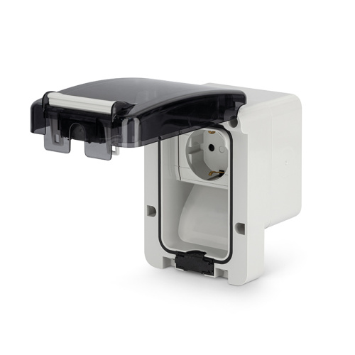 Розетка накладная Scame SCHUKO 2P+E 16A/250V, со шторками, с поворотным механизмом, M95(95x95mm), IP66, серия PROTECTA