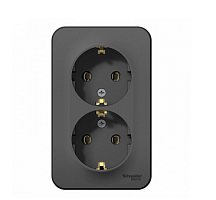 BLANCA Открытой Установки РОЗЕТКА двойная с заземлением без шторок, 16А, 250В, АНТРАЦИТ (Schneider Electric) Systeme Electric