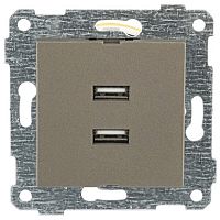 Розетка Mutlusan Rita 2xUSB Type A, антрацит