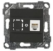 Розетка Mutlusan Rita телефонная 1хRJ-12, черный мат