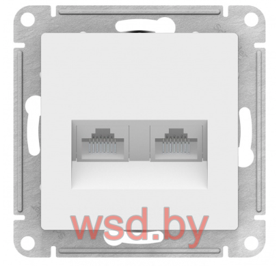 Розетка двойная компьютерная RJ45+RJ45, категория 5E, механизм, Белый AtlasDesign Schneider Electric