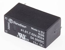 Низкопрофильное твердотельное реле Finder 418170249024, 1NO, 5A(24VDC), 24VDC