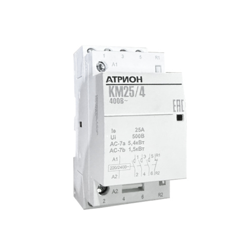 Контактор модульный Атрион KM25/31, 3NO+1NC, 25A, 230VAC, механическая индикация, 2M Контактор модульный Атрион KM25/31, 3NO+1NC, 25A, 230VAC, механическая индикация, 2M