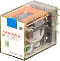 Реле Shenler RKE2CO024LT, 2CO, 7A(250VAC/30VDC), 24VDC, мех. индикация, тест-кнопка с блокировкой, LED