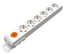 Ri-tech - Колодка розеточная 6x2P+E, со шторками, белый