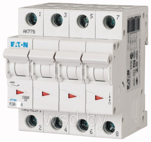 Авт. выключатель EATON PLSM-C50/4, 4P, 50A, хар-ка C, 10kA, 4M
