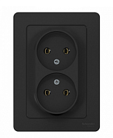 BLANCA Скрытой Установки Розетка двойная без заземления без штор., 16А, 250В, АНТРАЦИТ (Schneider Electric) Systeme Electric