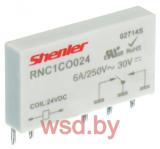 Реле RNC1CO024, 1CO, 6A(250VAC/30VDC), 24VDC, для печатных плат и цоколей SNB05/SNC05, IP60