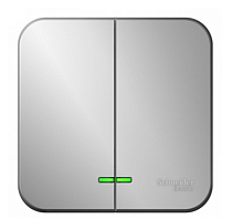 BLANCA Открытой Установки 2-клавишный выключатель с подсветкой, 10А, 250B, АЛЮМИНИЙ (Schneider Electric) Systeme Electric