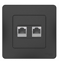 BLANCA Скрытой Установки Розетка двойная: комп.RJ45, категория 5E + телефон. RJ11, АНТРАЦИТ (Schneider Electric) Systeme Electric