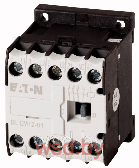Мини-контактор DILEM12-01(230V50HZ,240V60HZ), 3P, 12A/(20A по AC-1), 5.5kW(400VAC), 230V50Hz/240V60Hz, 1NC. Фото N2